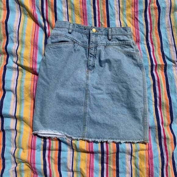 Y2k Denim Skirt with Fringe by Liz Claiborne LizWear Size 10 100% Cotton - Picture 1 of 5